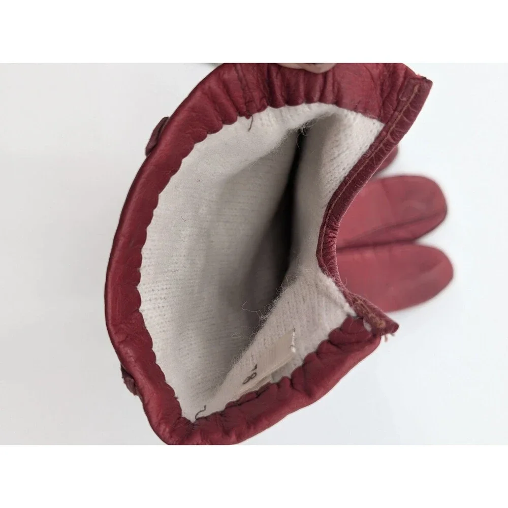 Carson Pirie Scott Vintage Red Leather Gloves Made In Italy Size 6 1/2 Small XS